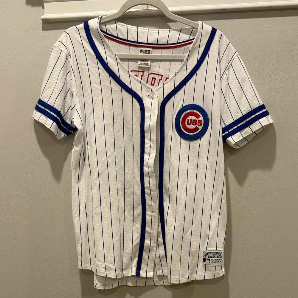 PINK Victoria's Secret White and Blue Cubs Jersey